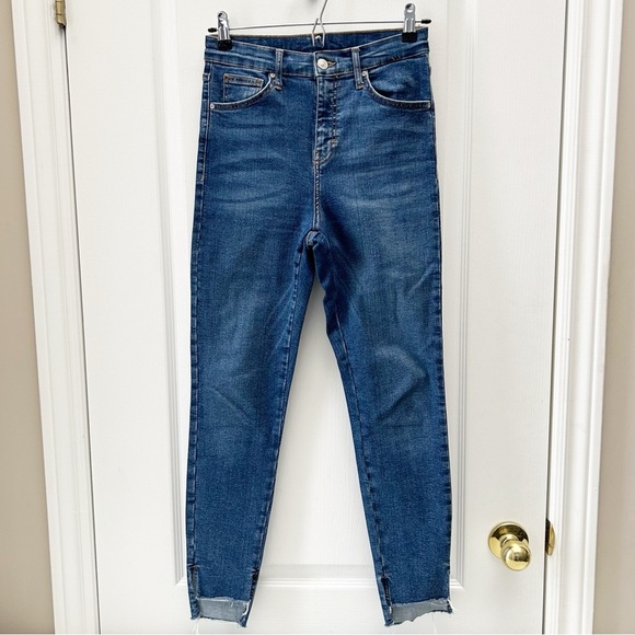 Topshop Jamie Skinny Jeans High Rise Ankle Cropped Step Hem Blue Size 26 - Picture 5 of 16